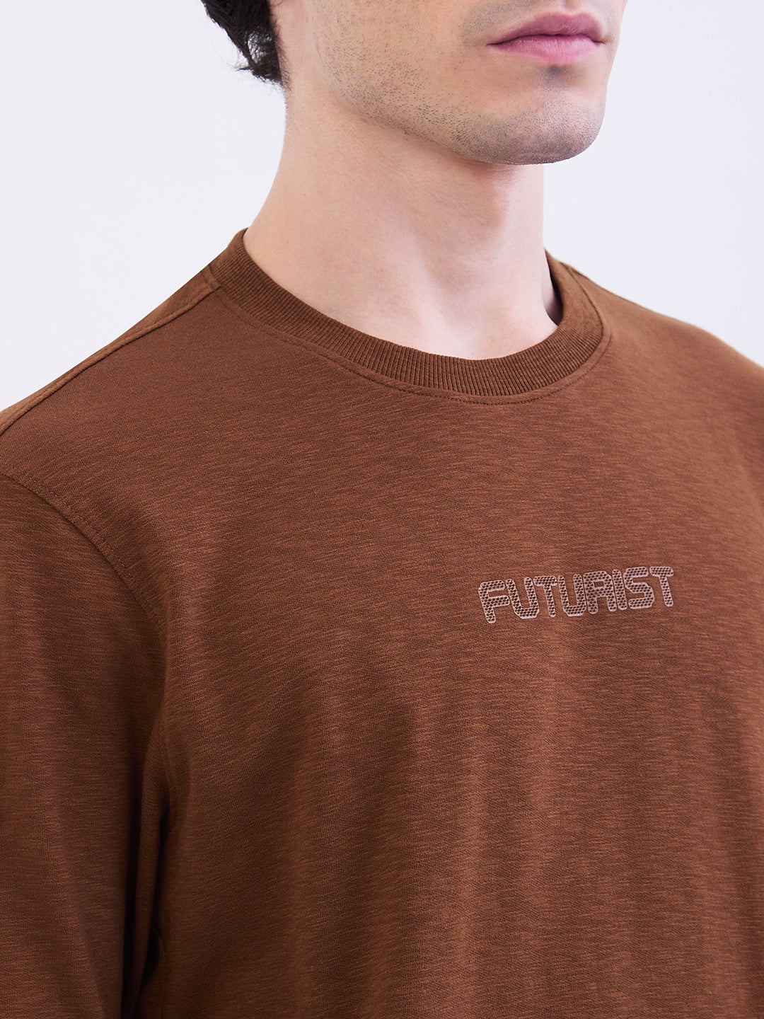 Spykar Bison Brown Slim Fit Casual Sweatshirts For Men