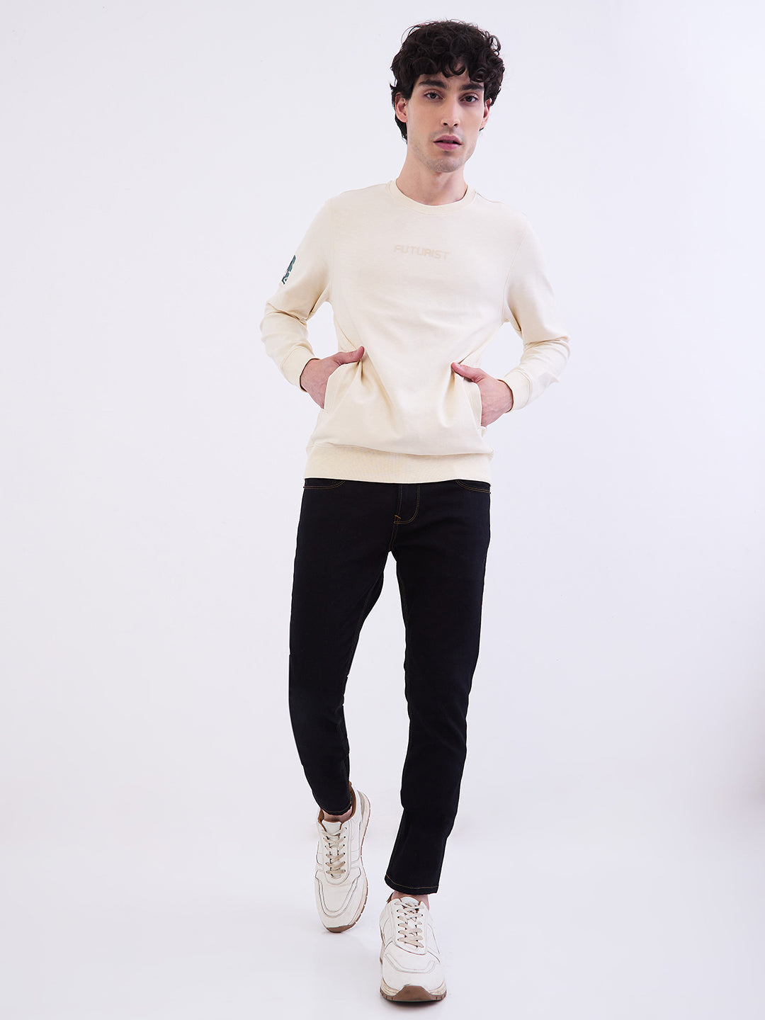 Men Sweatshirt Off White Slim Fit