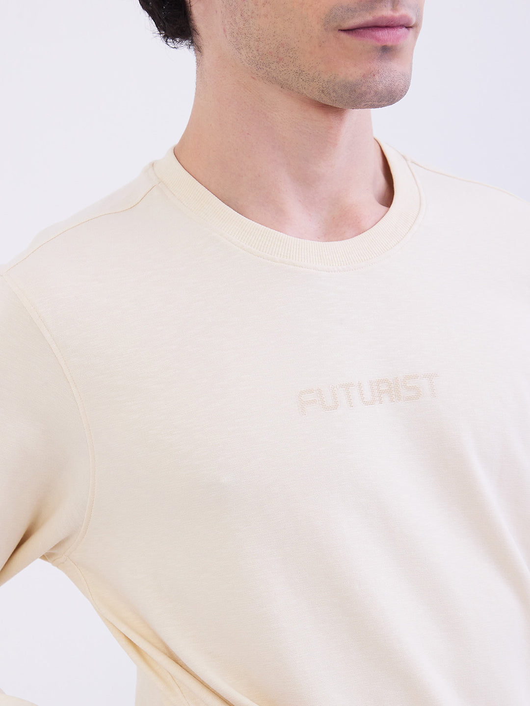 Spykar Off White Slim Fit Casual Sweatshirts For Men