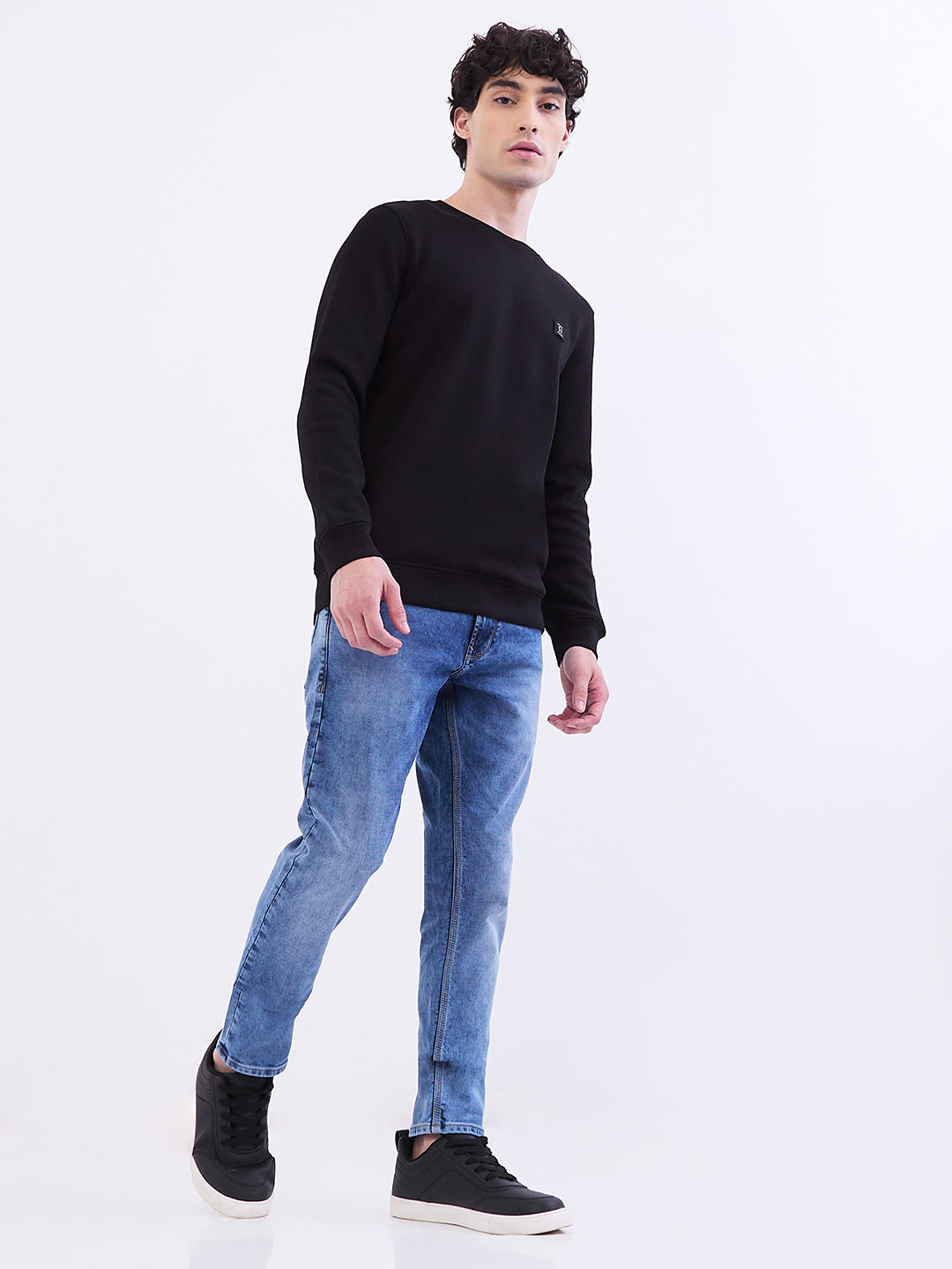Spykar Black Slim Fit Casual Sweatshirts For Men