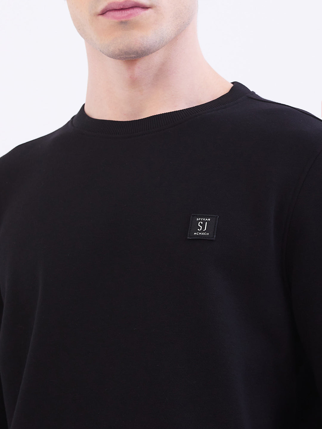Spykar Black Slim Fit Casual Sweatshirts For Men