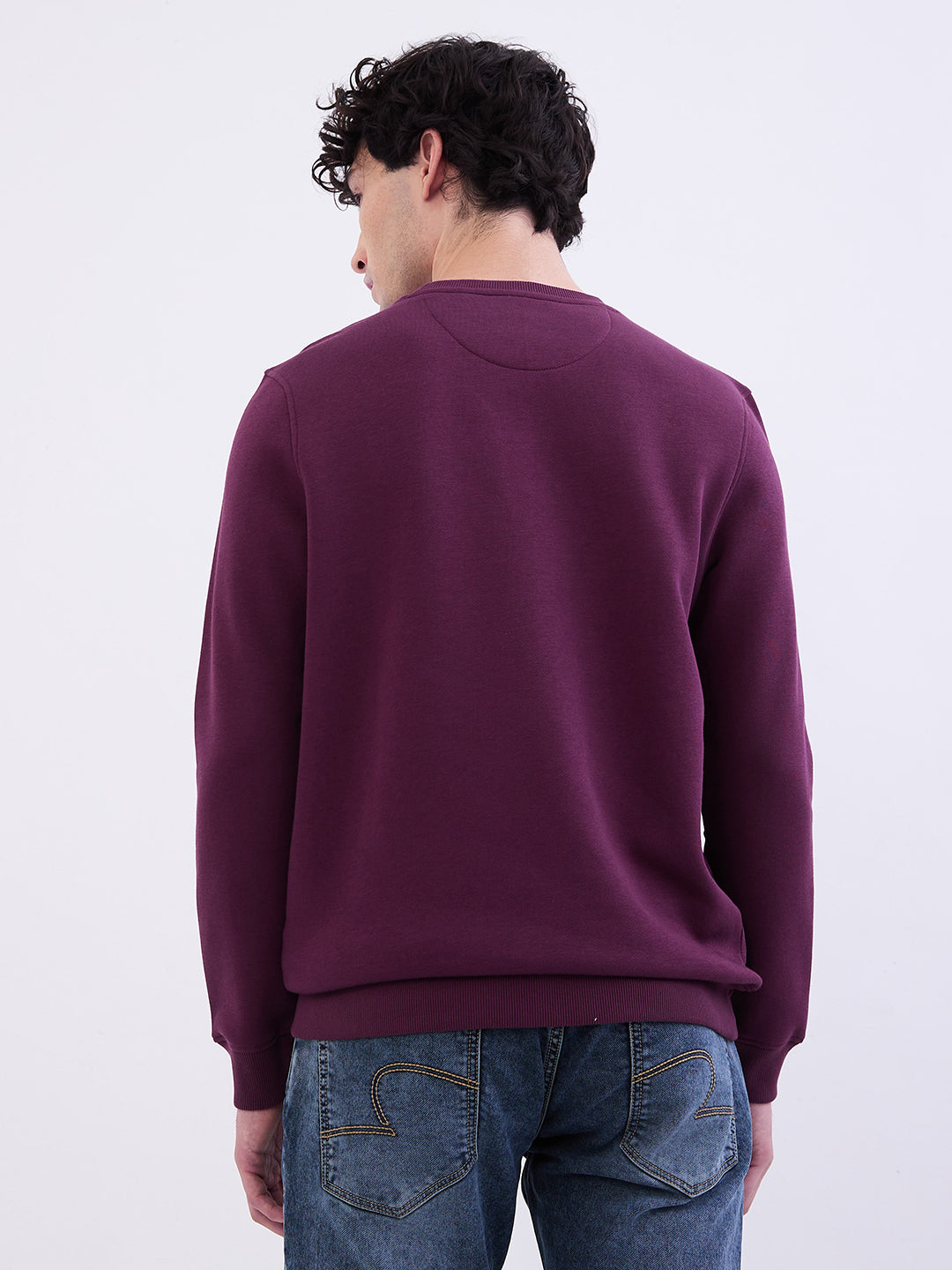 Spykar Plum Red Slim Fit Casual Sweatshirts For Men