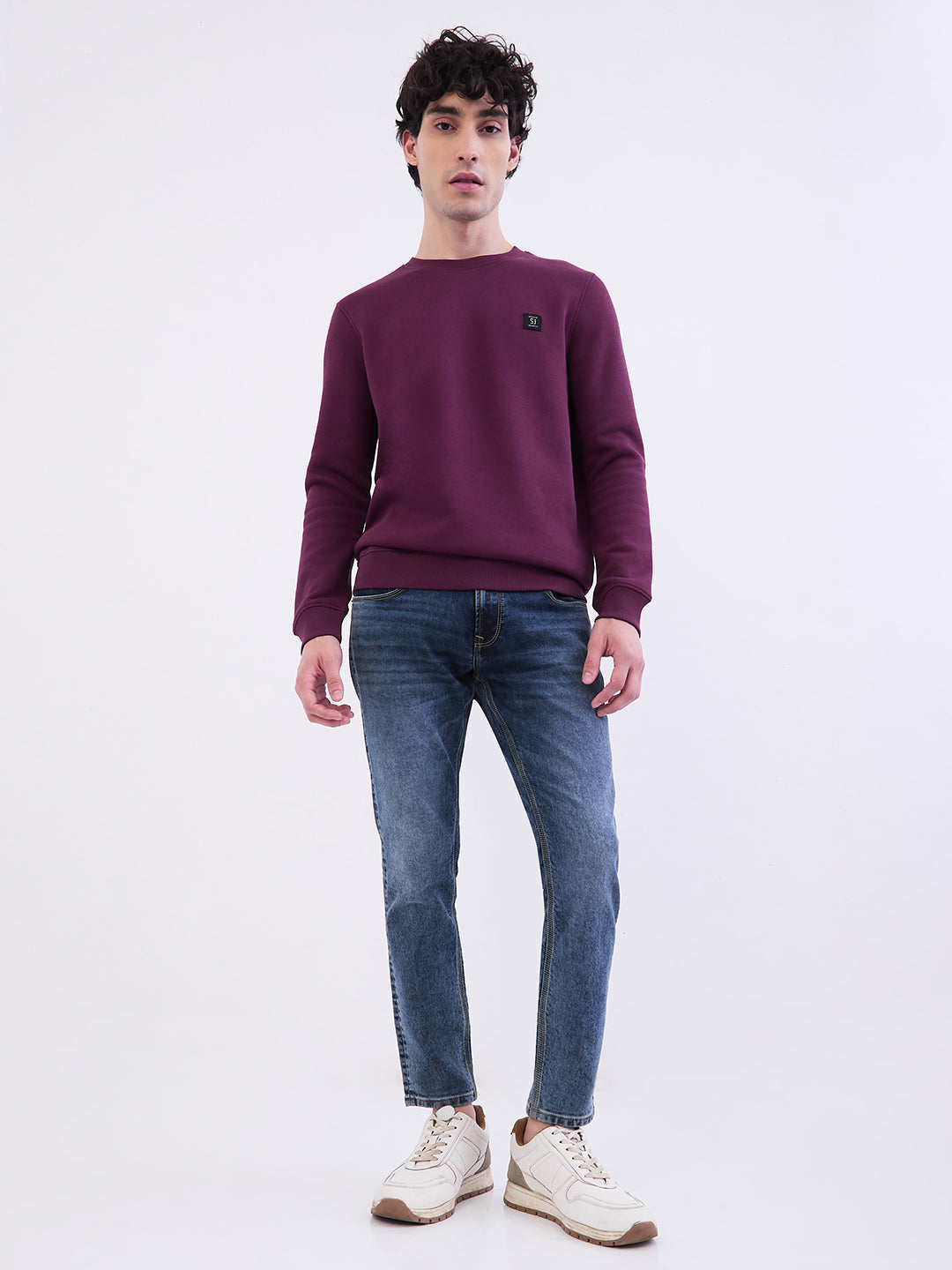 Spykar Plum Red Slim Fit Casual Sweatshirts For Men