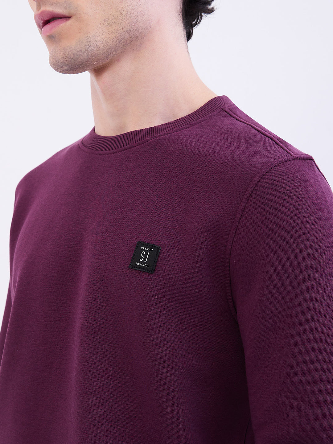 Spykar Plum Red Slim Fit Casual Sweatshirts For Men