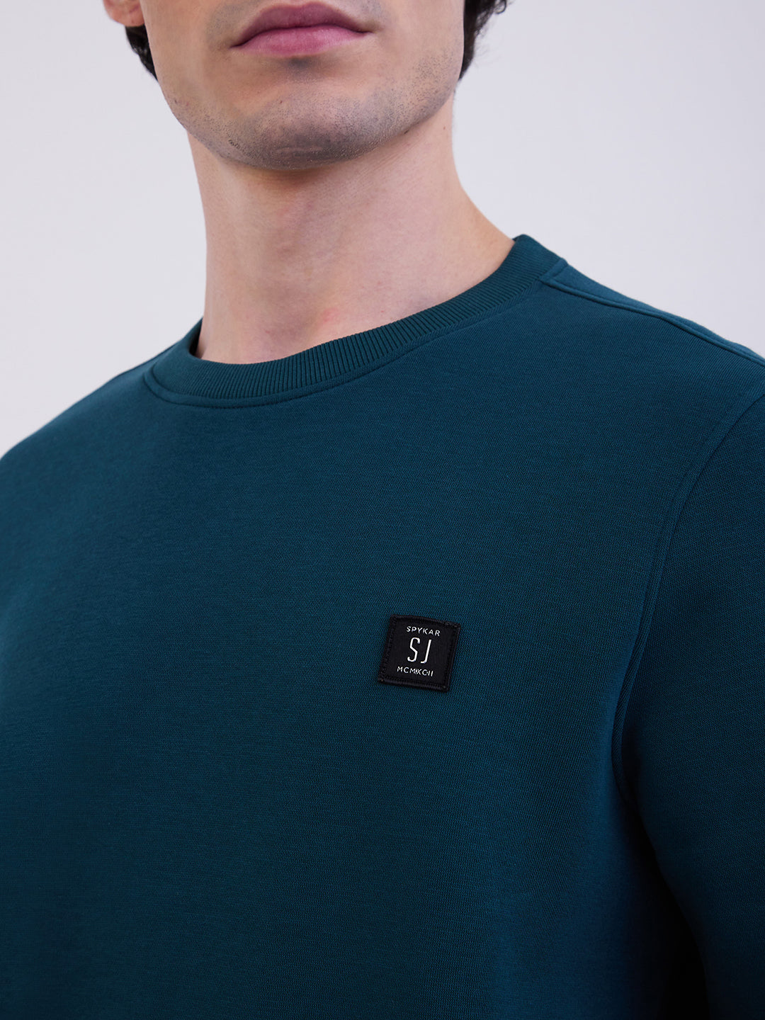 Spykar Teal Green Slim Fit Casual Sweatshirts For Men