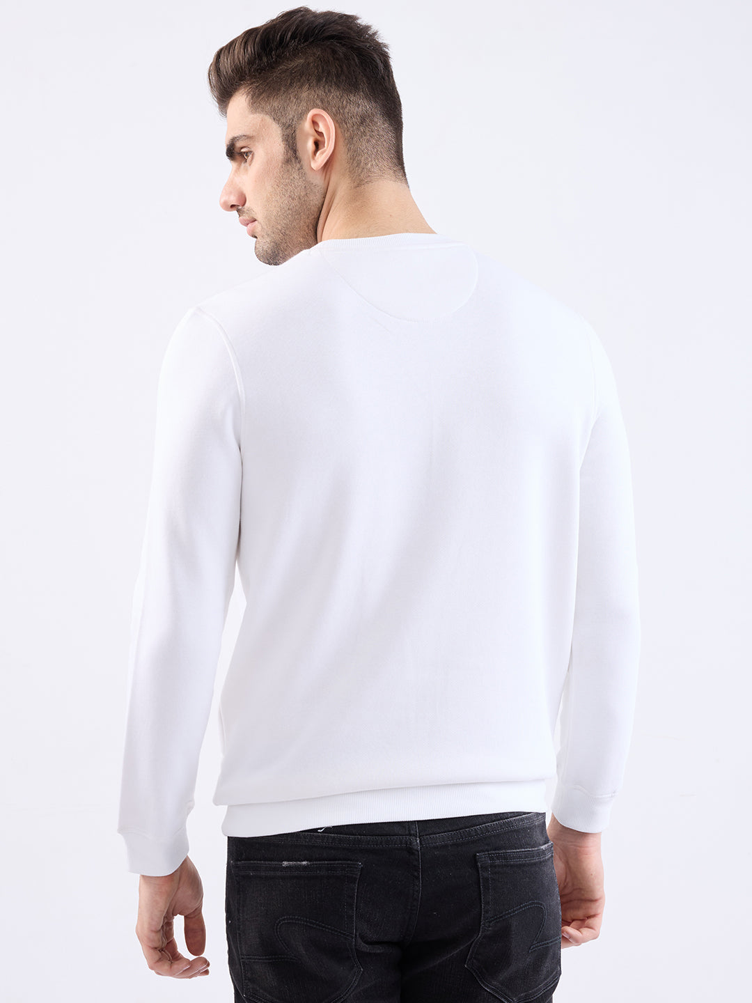 Spykar White Slim Fit Casual Sweatshirts For Men