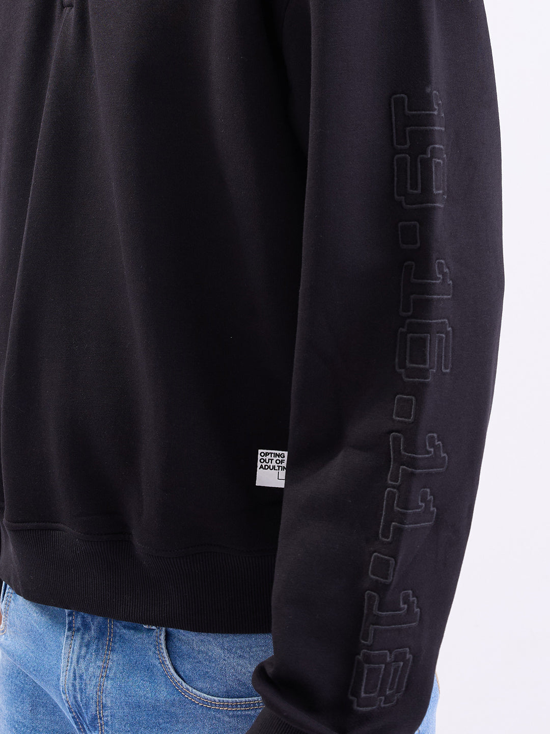 Spykar Black Slim Fit Casual Sweatshirts For Men