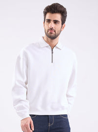 Men Sweatshirt White Slim Fit
