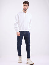 Men Sweatshirt White Slim Fit