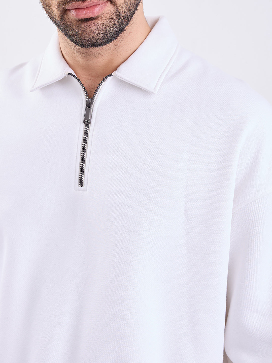 Men Sweatshirt White Slim Fit