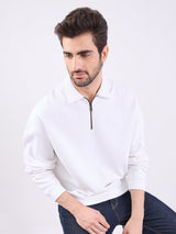 Men Sweatshirt White Slim Fit