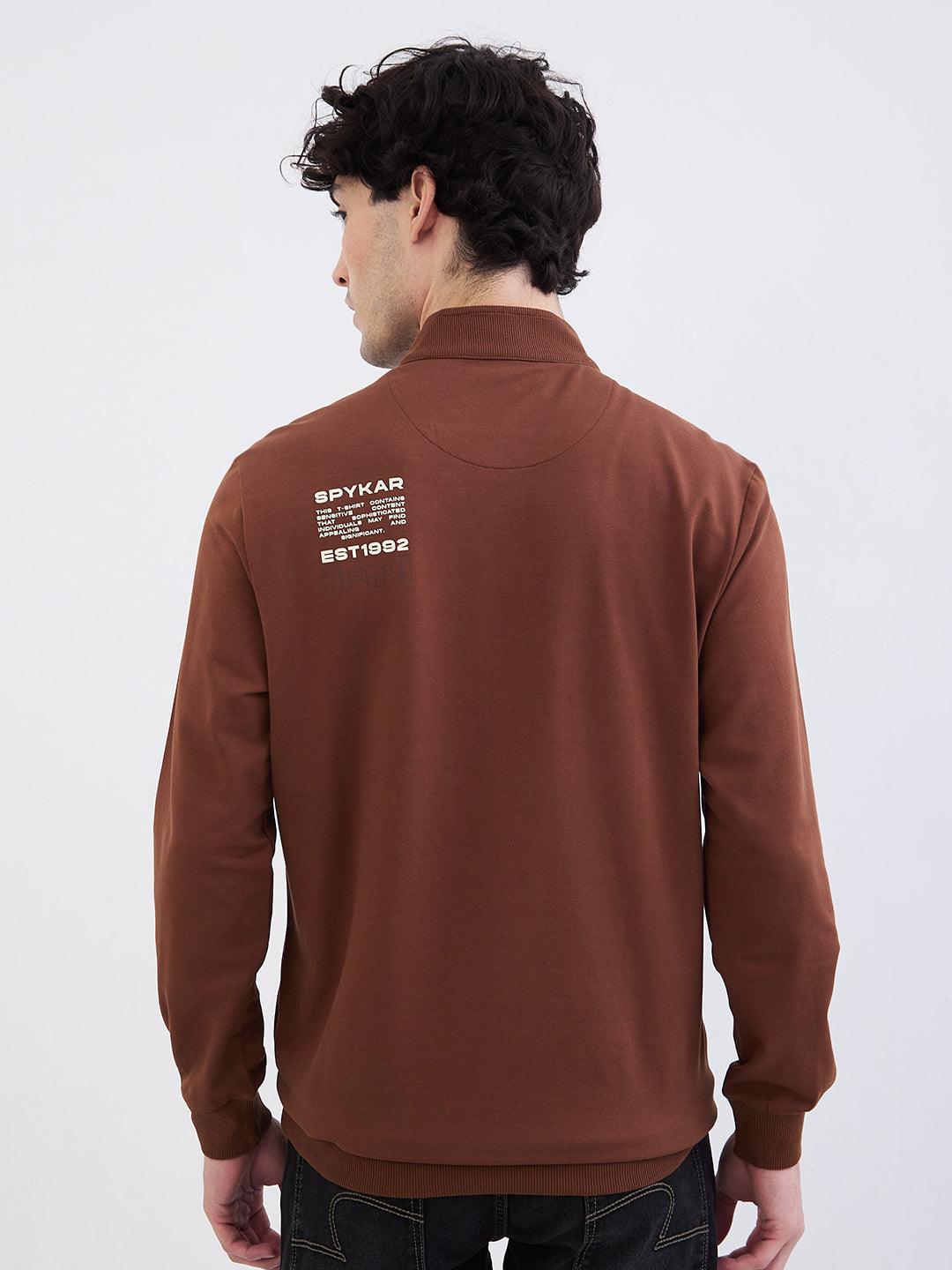 Spykar Bison Brown Regular Fit Casual Sweatshirts For Men