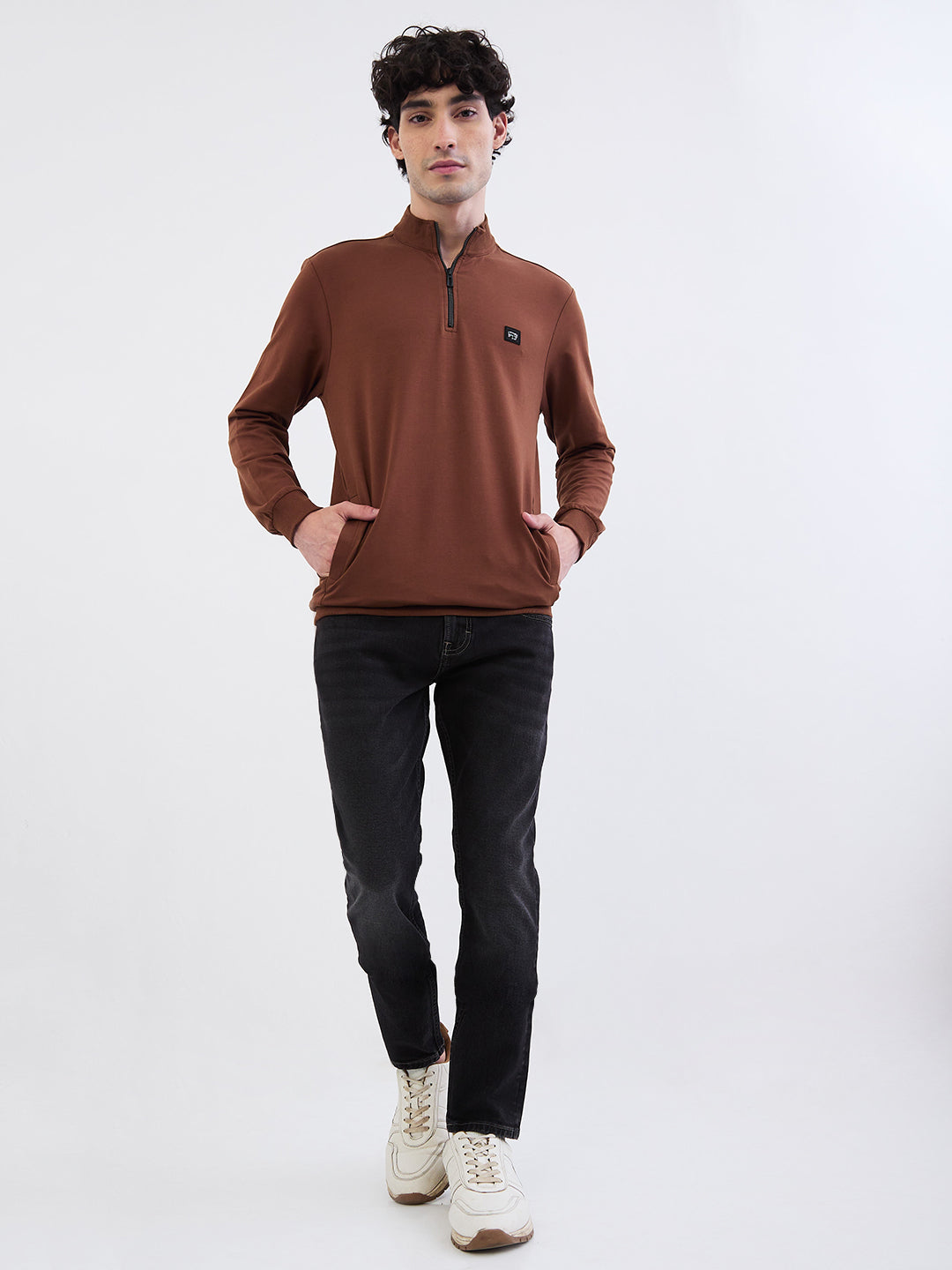 Spykar Bison Brown Regular Fit Casual Sweatshirts For Men