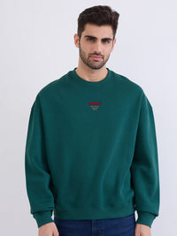 Men Sweatshirt Green Oversize Fit