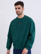 Men Sweatshirt Green Oversize Fit