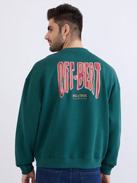 Men Sweatshirt Green Oversize Fit