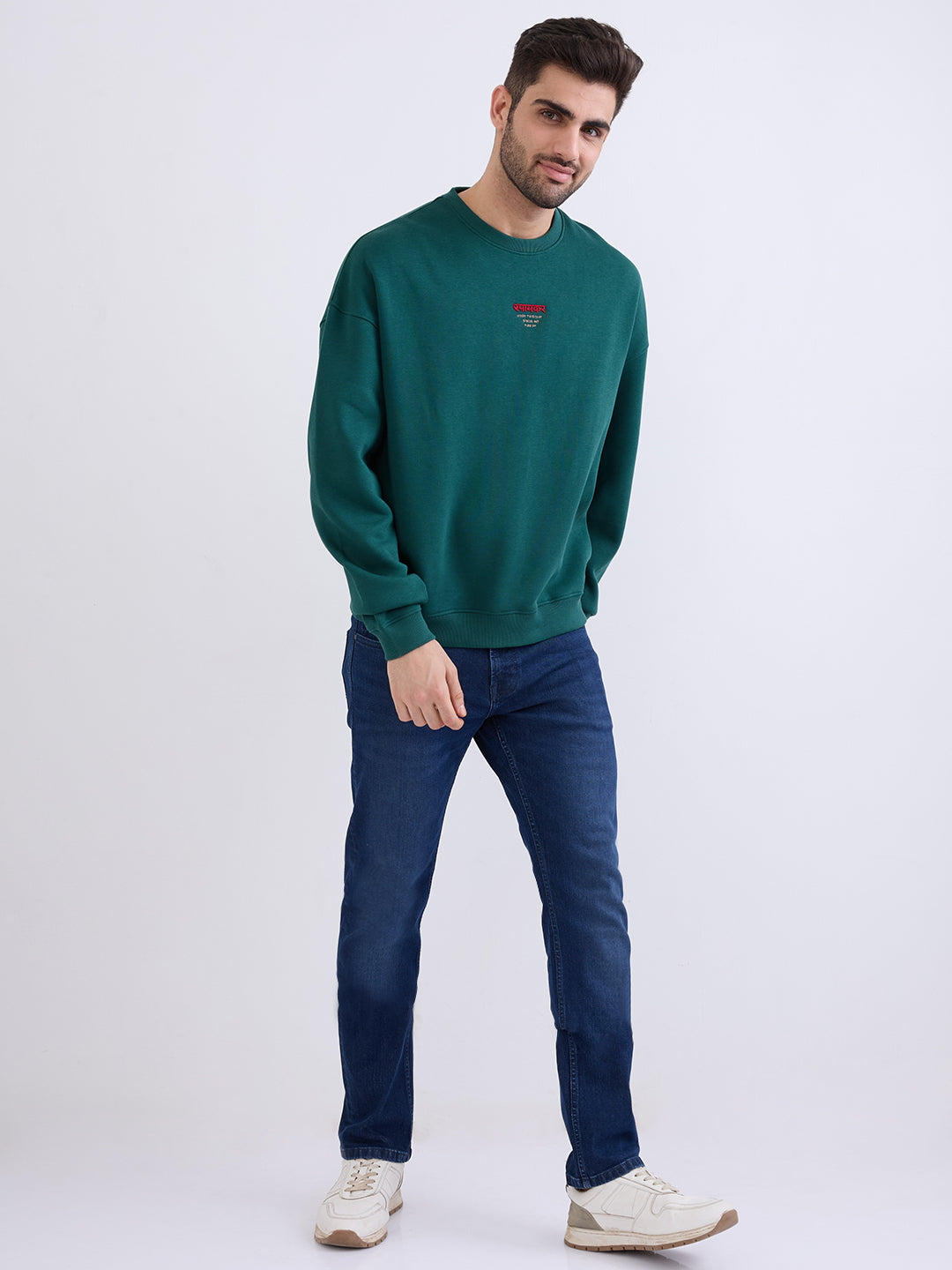 Spykar Botanical Green Oversize Fit Casual Sweatshirts For Men