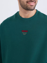 Men Sweatshirt Green Oversize Fit