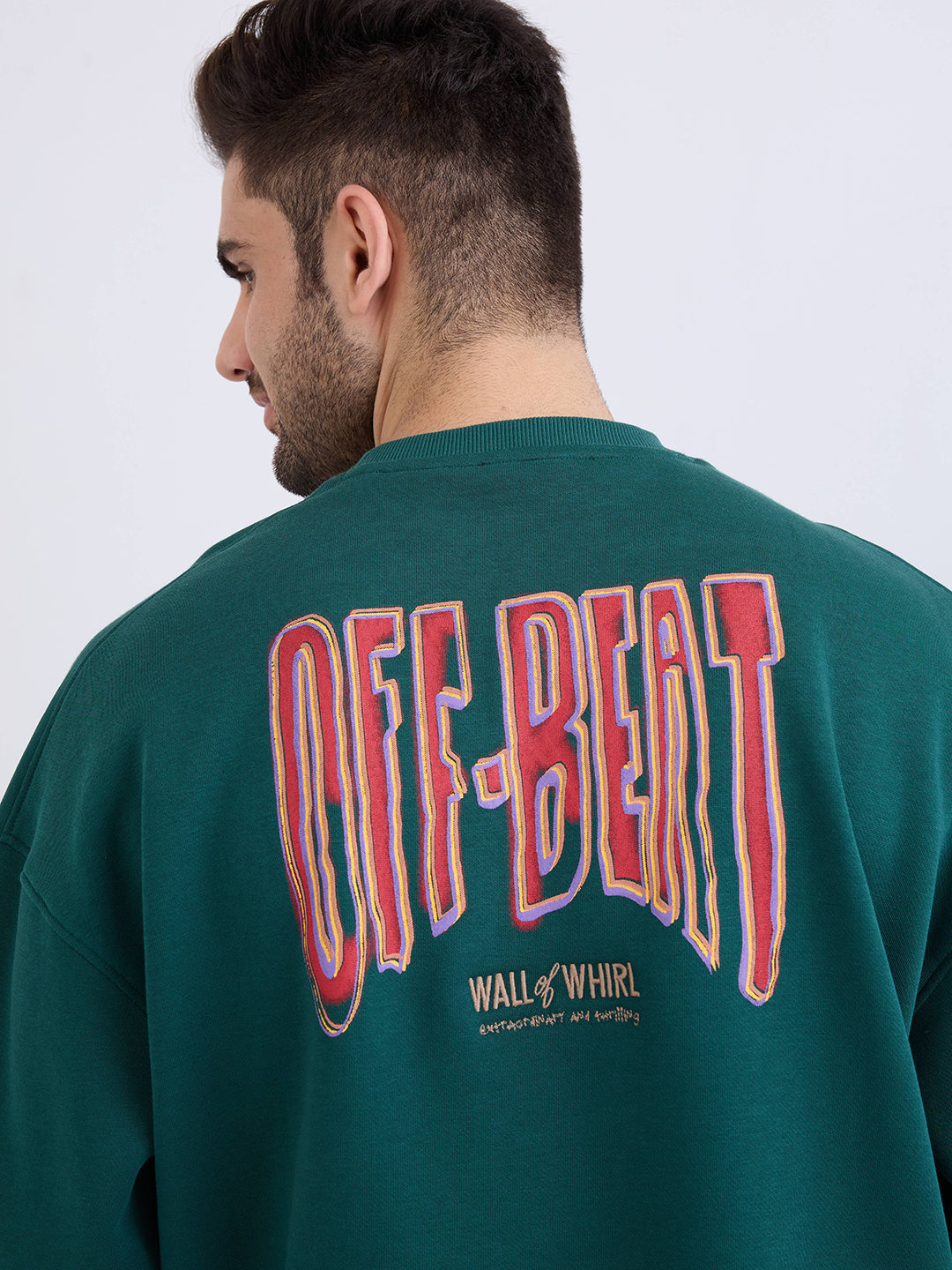 Men Sweatshirt Green Oversize Fit