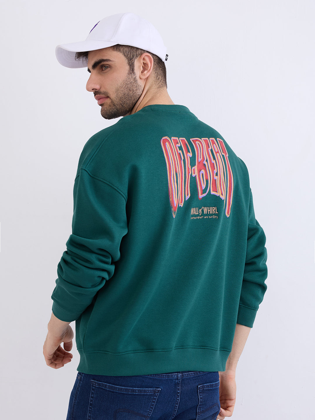 Men Sweatshirt Green Oversize Fit