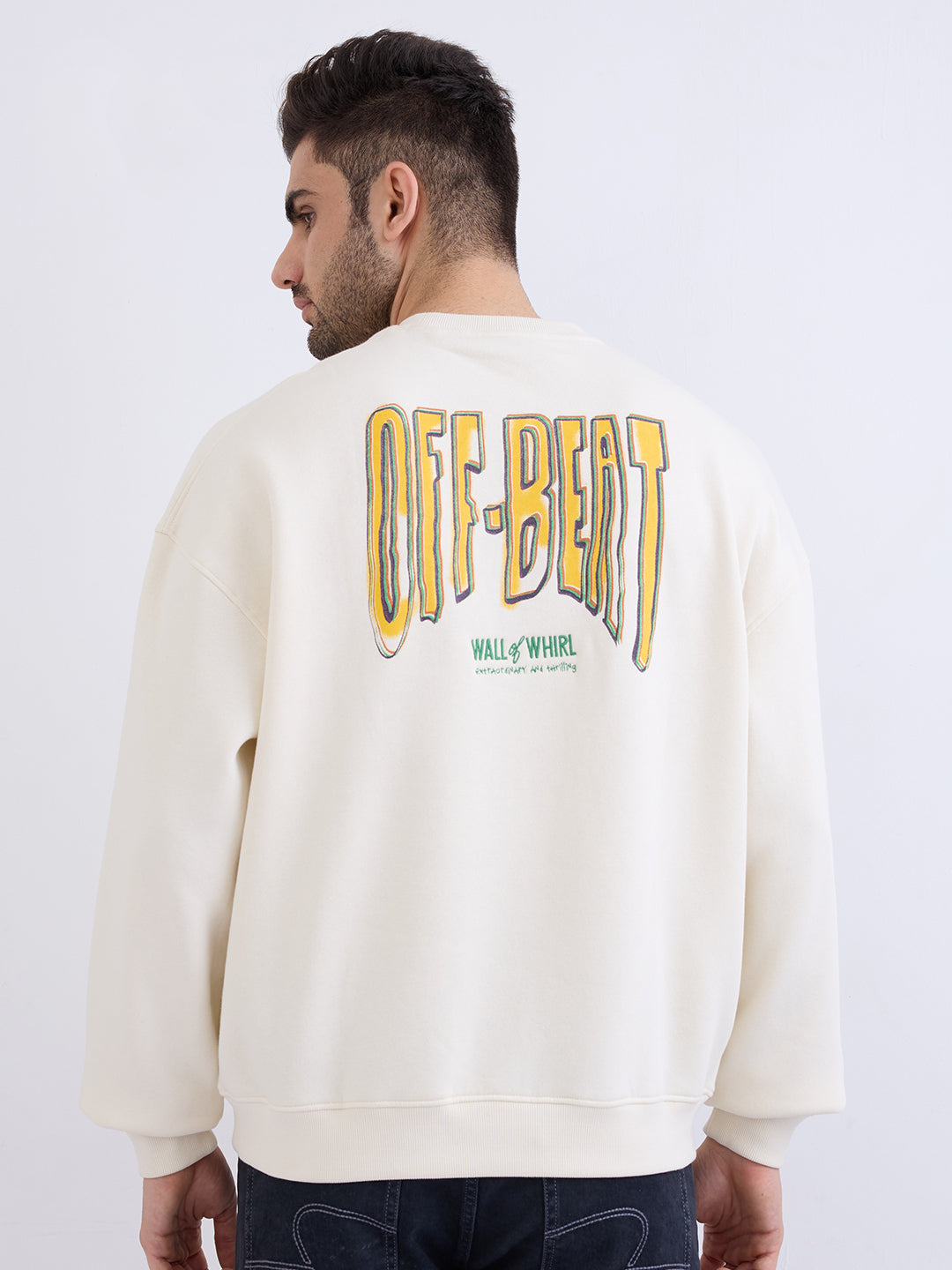 Spykar Off White Oversize Fit Casual Sweatshirts For Men