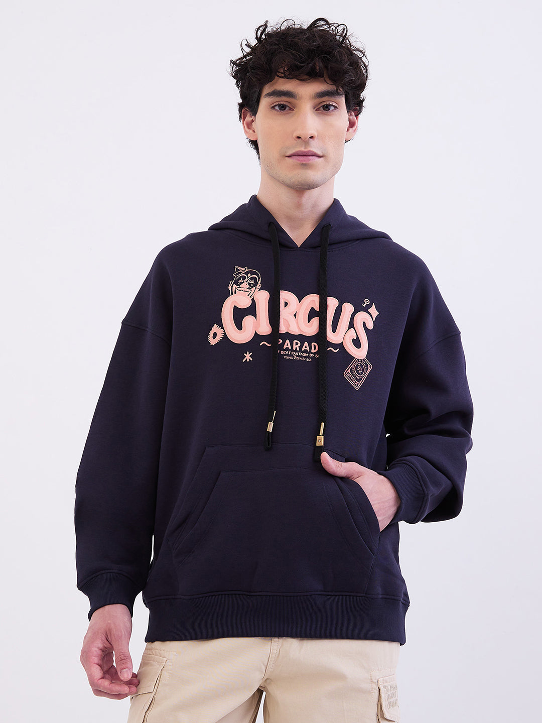 Spykar Navy Blue Oversize Fit Casual Sweatshirts For Men
