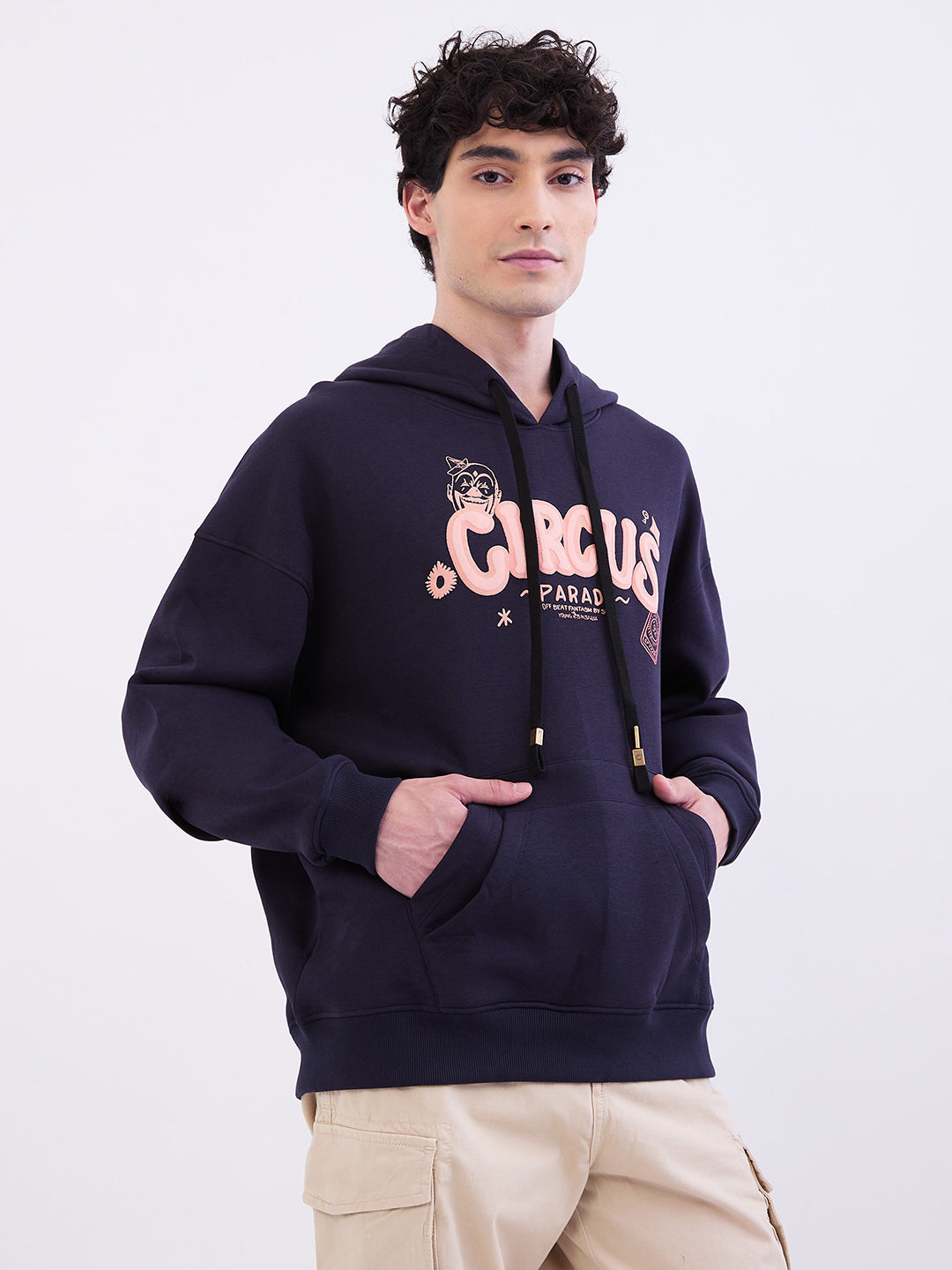 Spykar Navy Blue Oversize Fit Casual Sweatshirts For Men