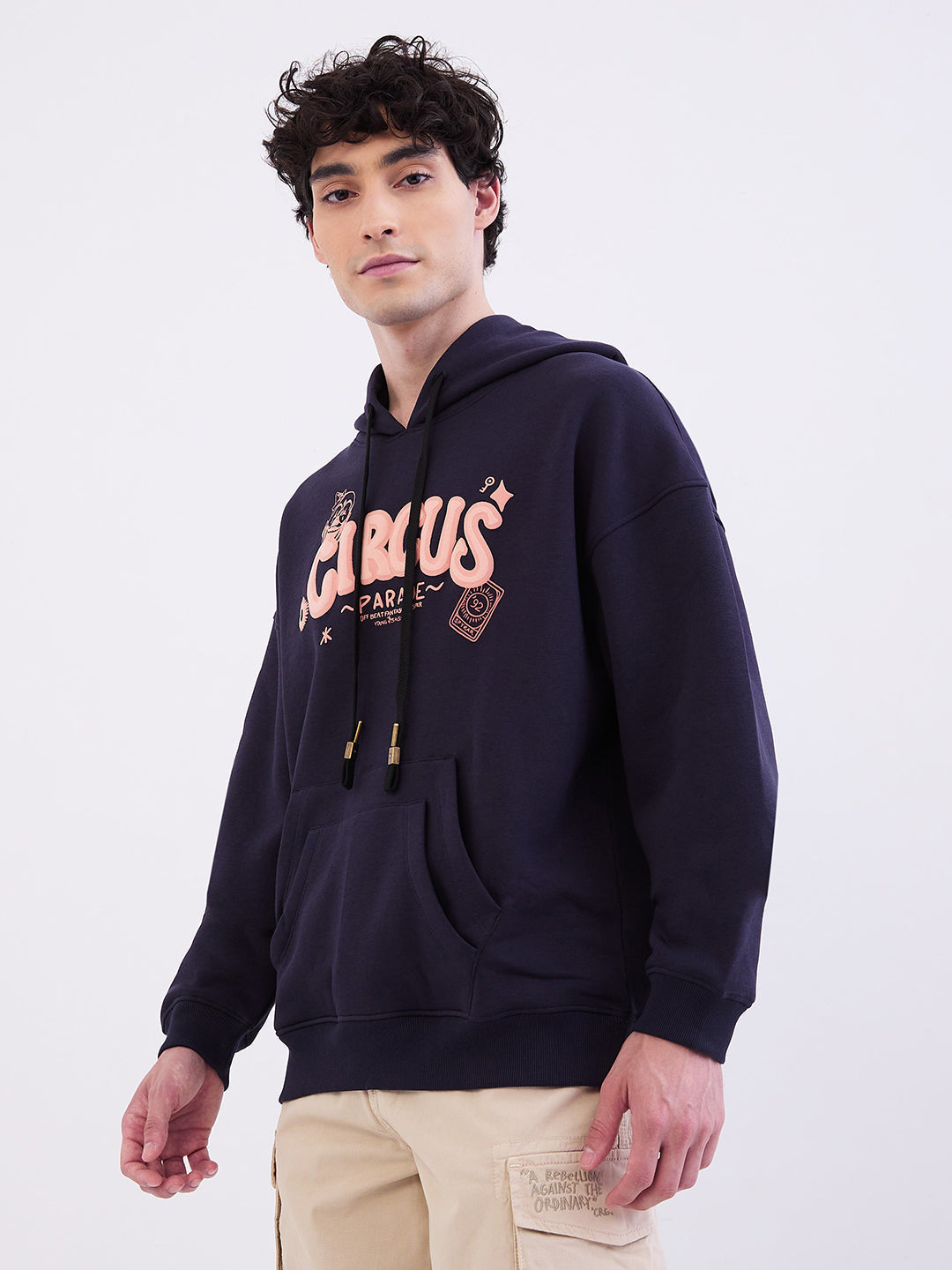 Spykar Navy Blue Oversize Fit Casual Sweatshirts For Men