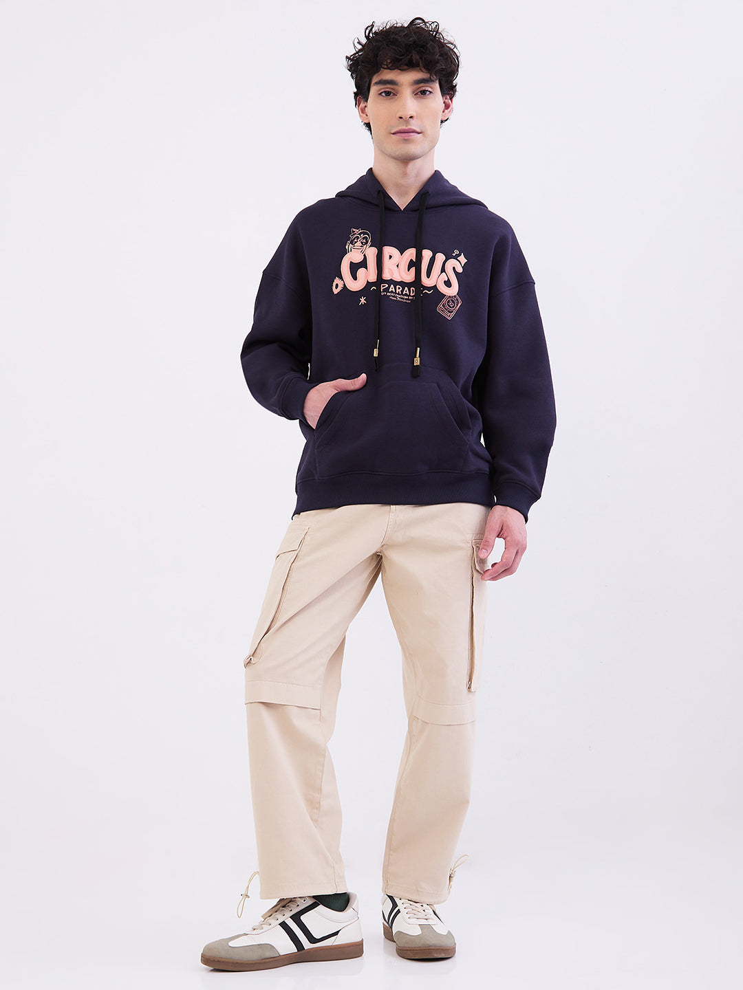 Spykar Navy Blue Oversize Fit Casual Sweatshirts For Men