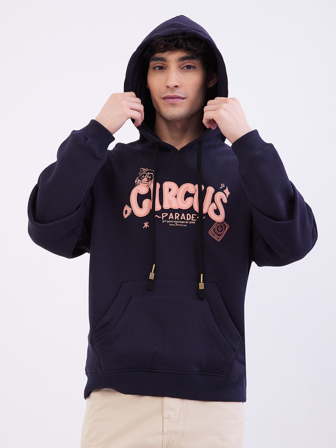 Spykar Navy Blue Oversize Fit Casual Sweatshirts For Men