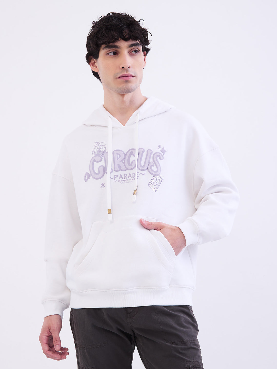 Spykar White Oversize Fit Casual Sweatshirts For Men