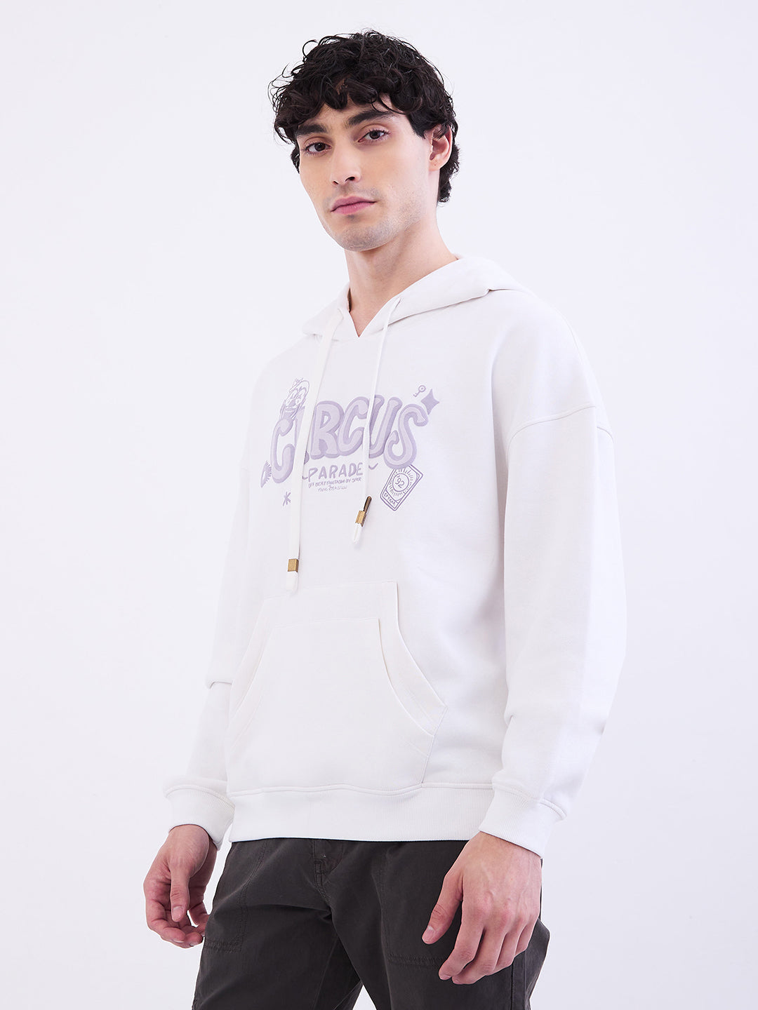 Spykar White Oversize Fit Casual Sweatshirts For Men