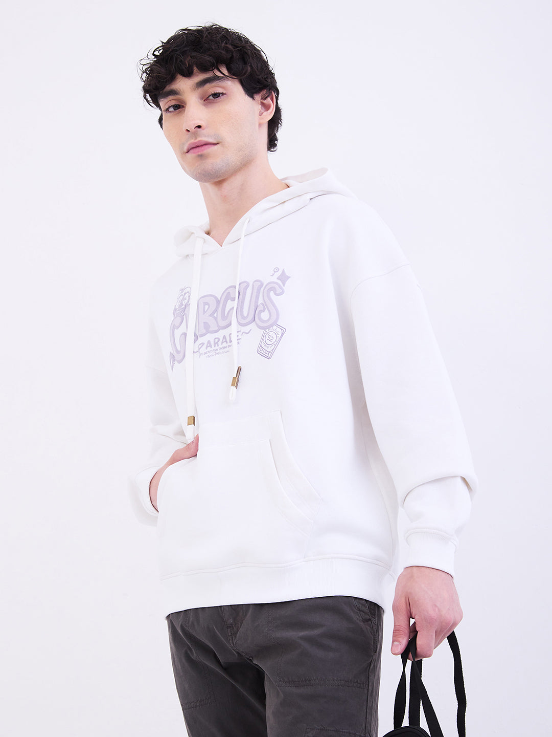 Spykar White Oversize Fit Casual Sweatshirts For Men
