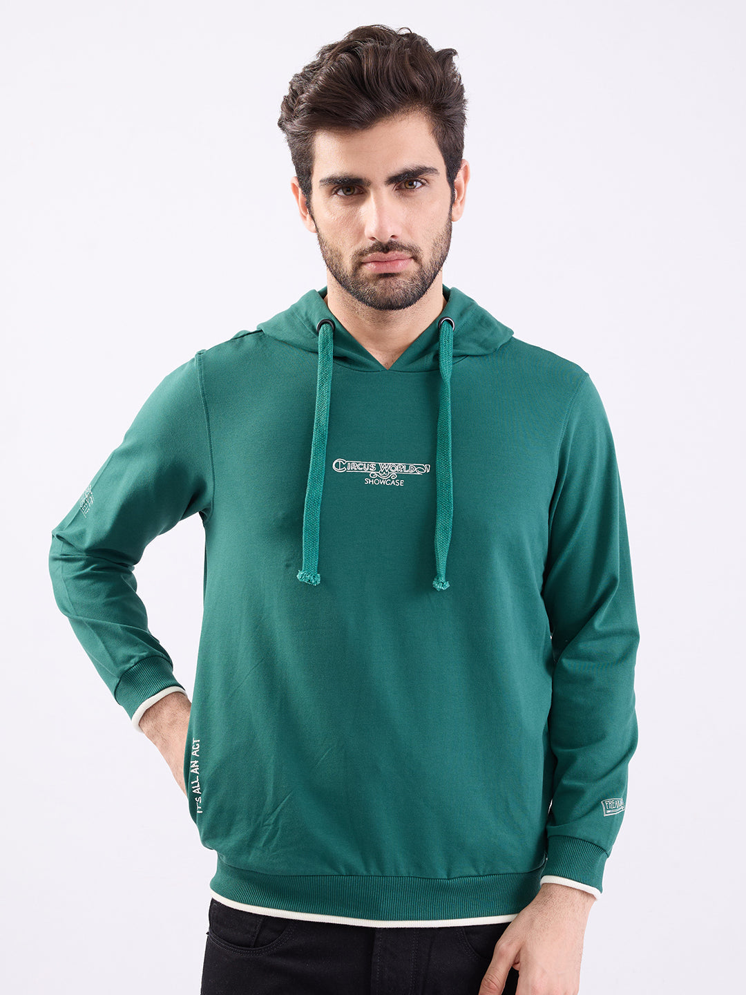 Spykar Botanical Green Regular Fit Casual Sweatshirts For Men