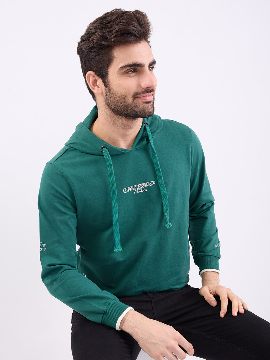 Spykar Botanical Green Regular Fit Casual Sweatshirts For Men