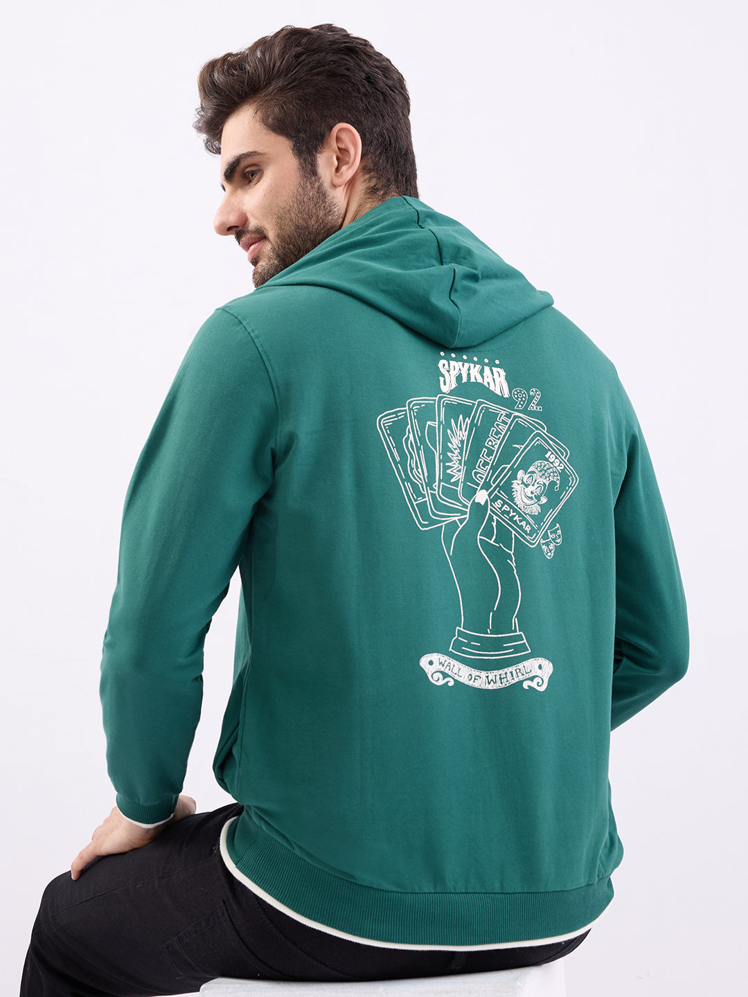 Spykar Botanical Green Regular Fit Casual Sweatshirts For Men