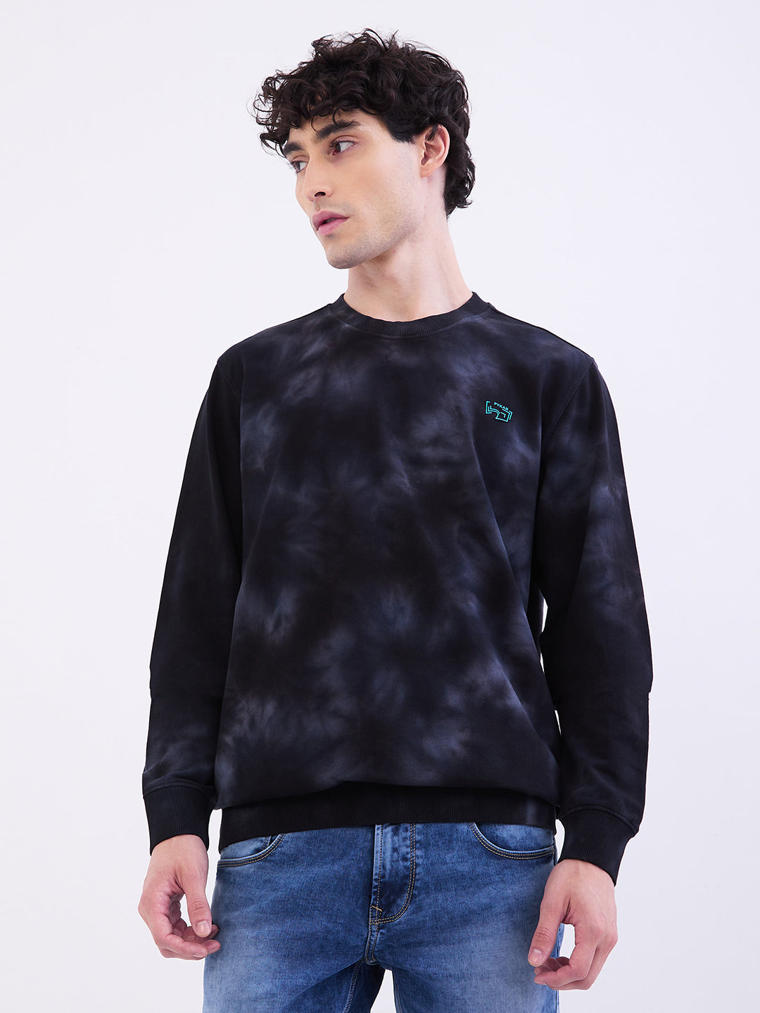 Spykar Black Slim Fit Casual Sweatshirts For Men