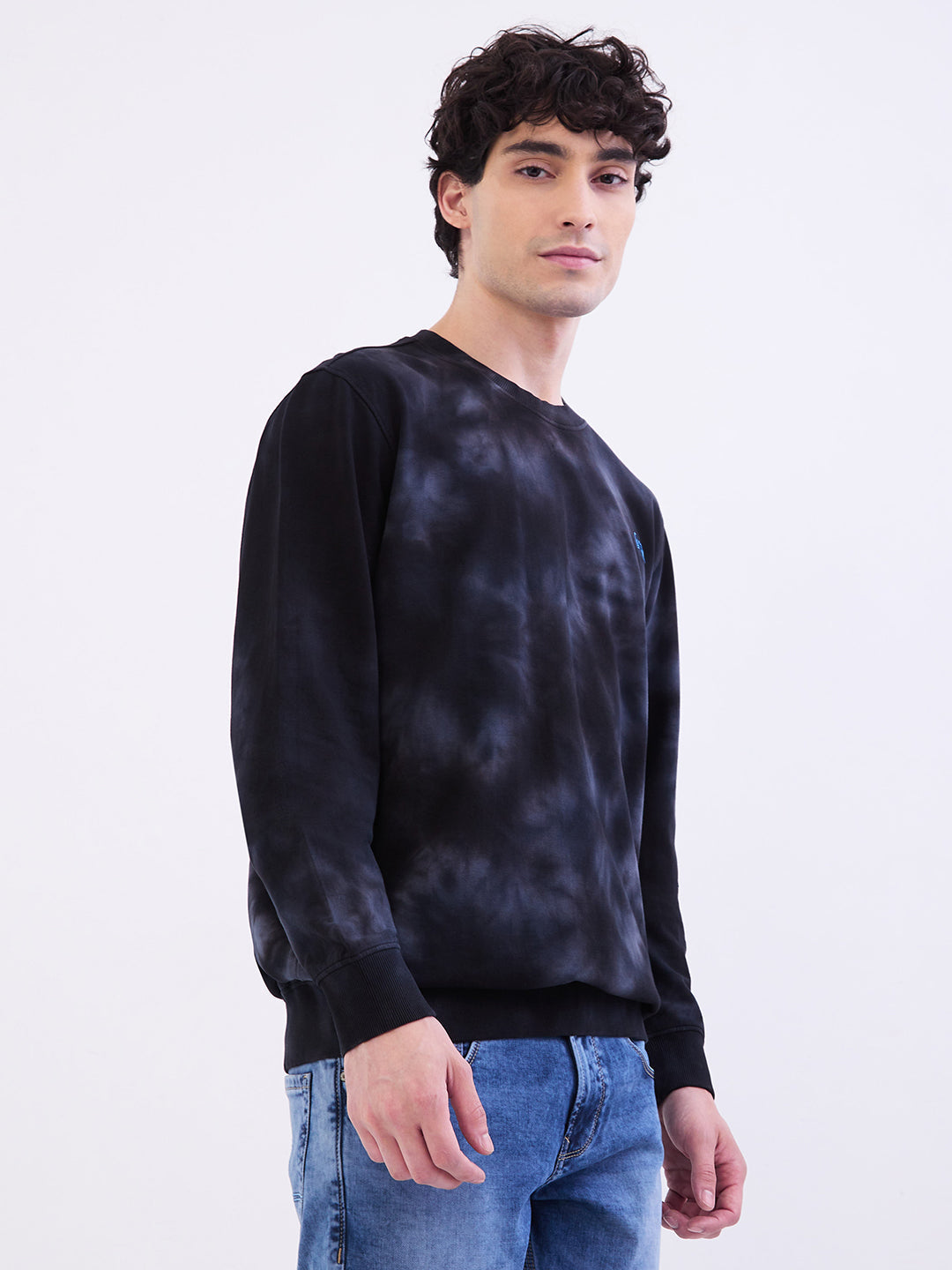 Spykar Black Slim Fit Casual Sweatshirts For Men