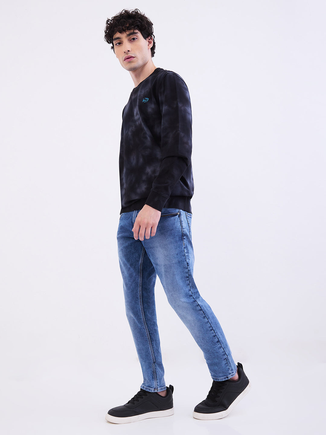 Spykar Black Slim Fit Casual Sweatshirts For Men