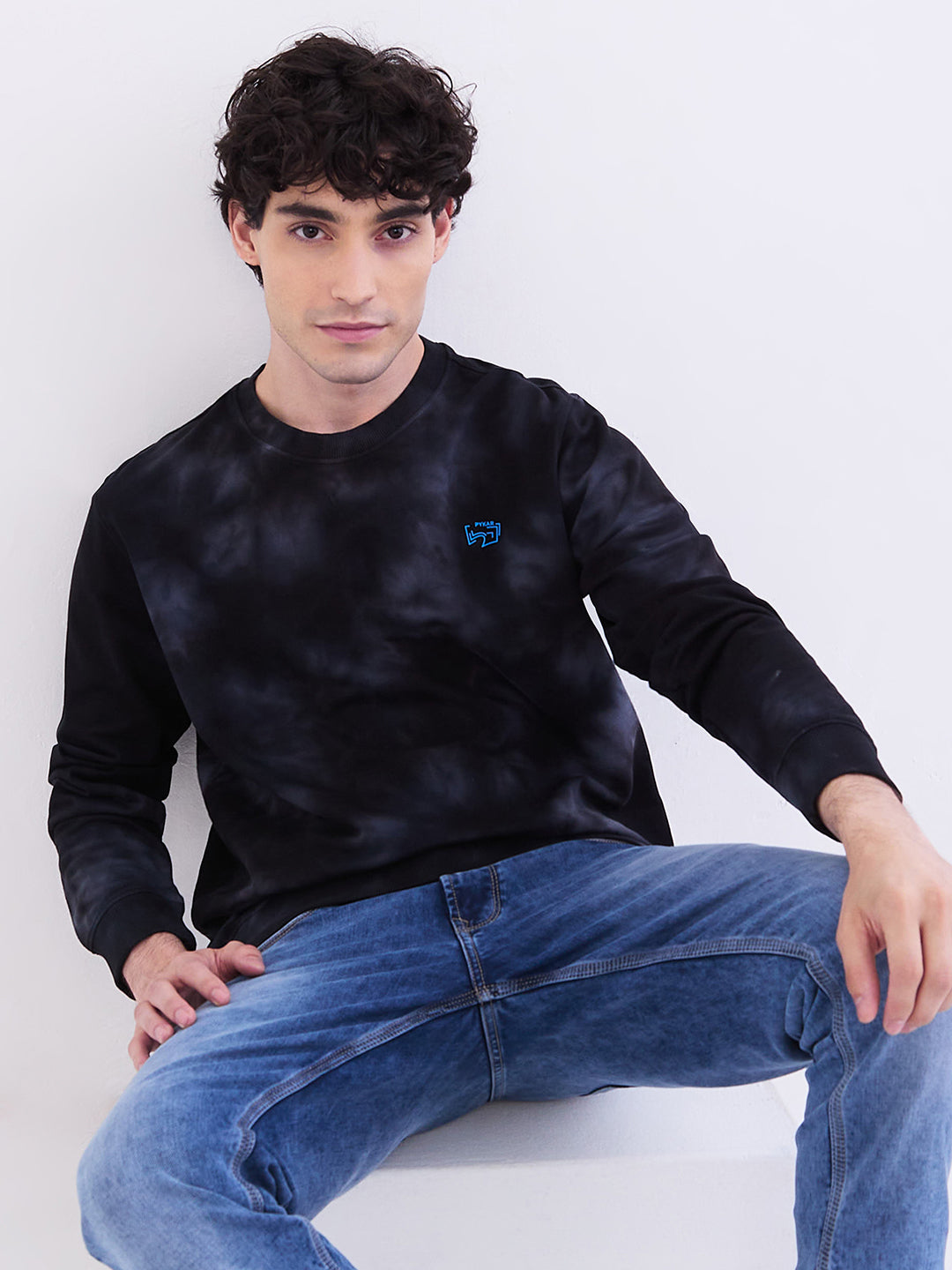 Spykar Black Slim Fit Casual Sweatshirts For Men