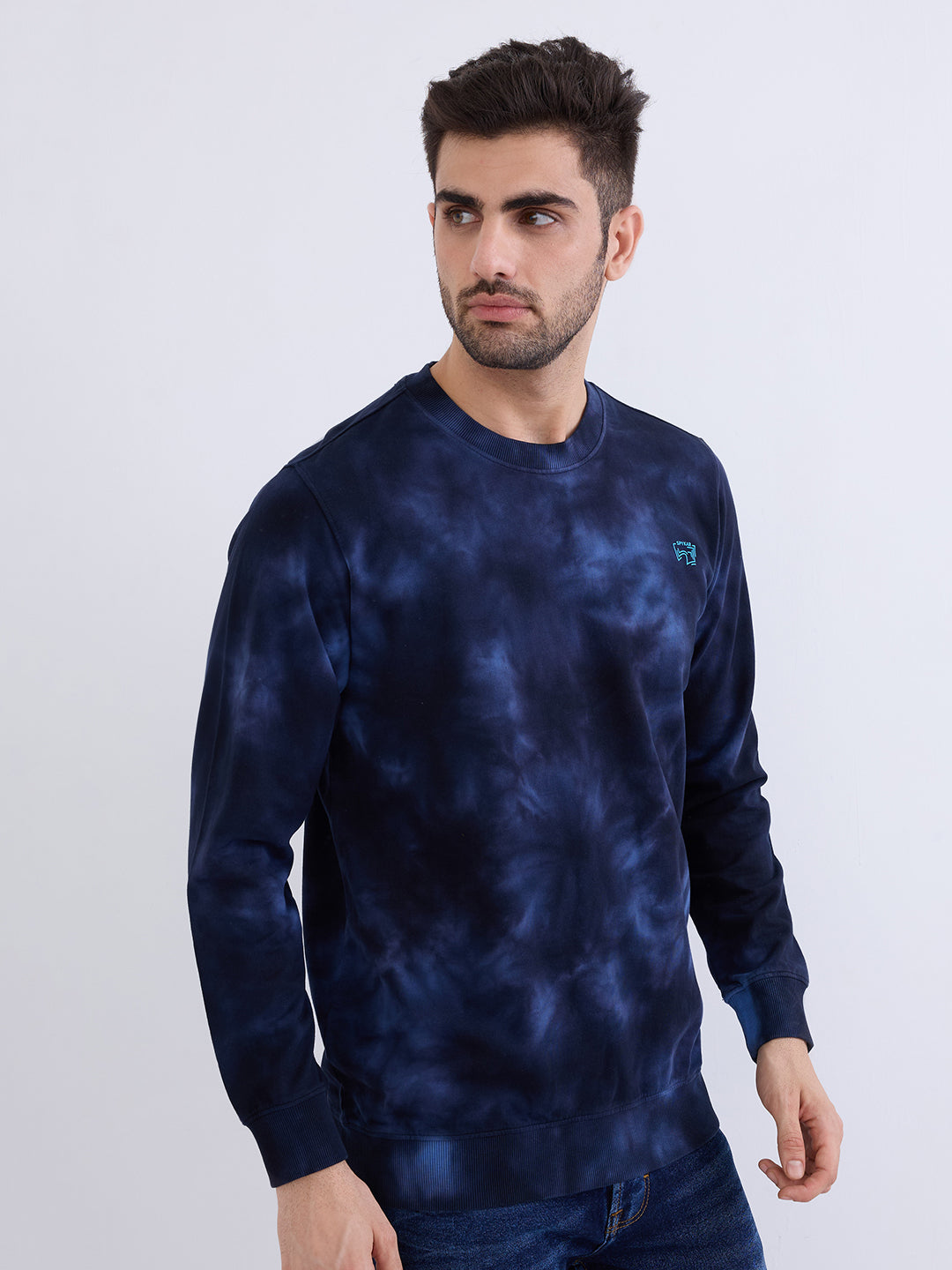 Spykar Indigo Blue Slim Fit Casual Sweatshirts For Men