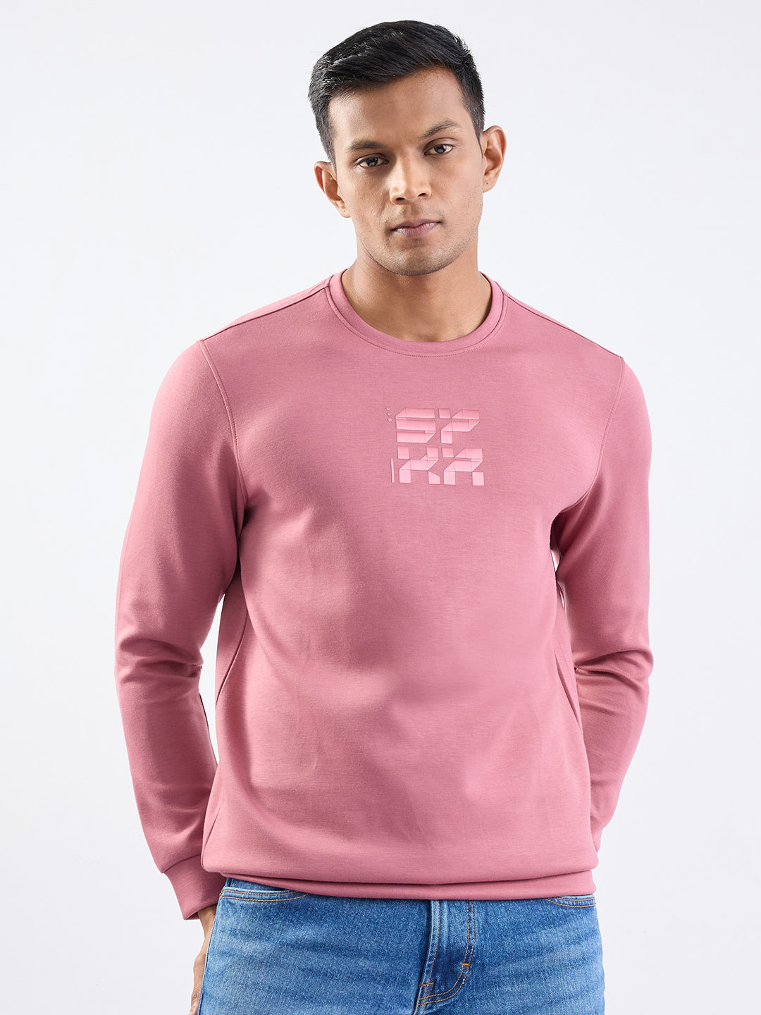 Men Sweatshirt Pink Slim Fit