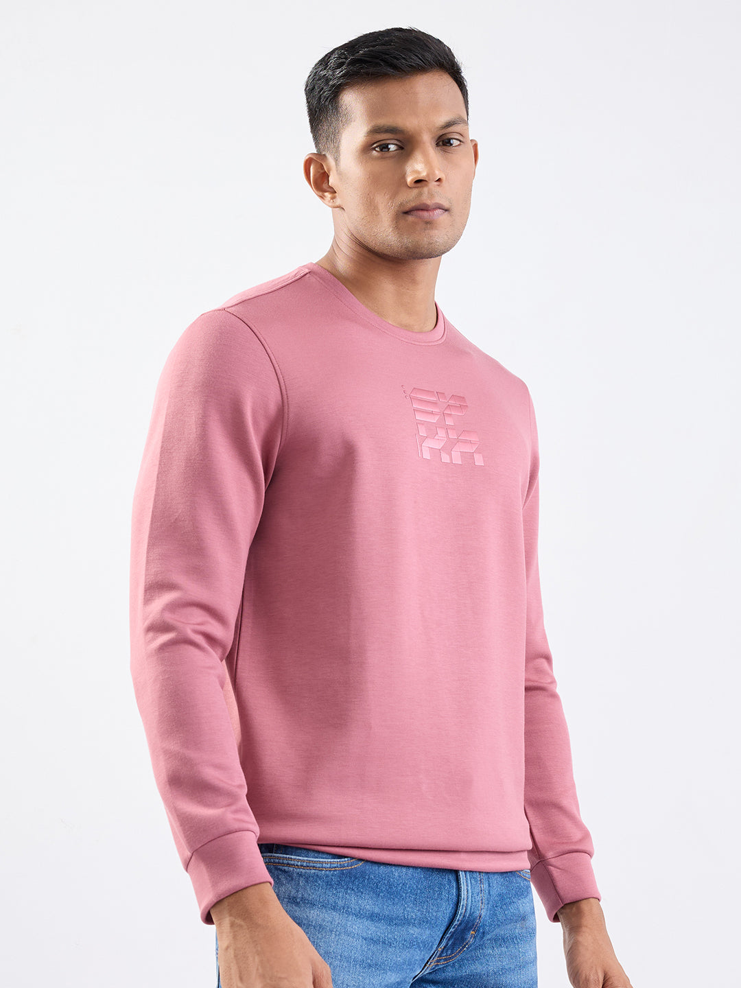 Men Sweatshirt Pink Slim Fit