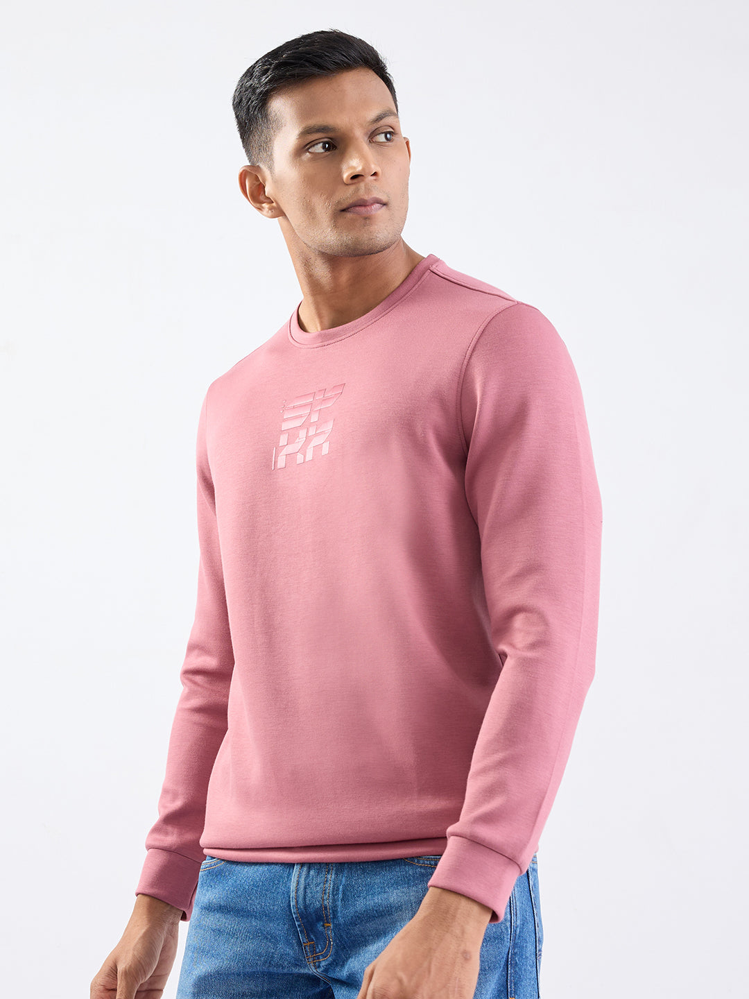 Men Sweatshirt Pink Slim Fit