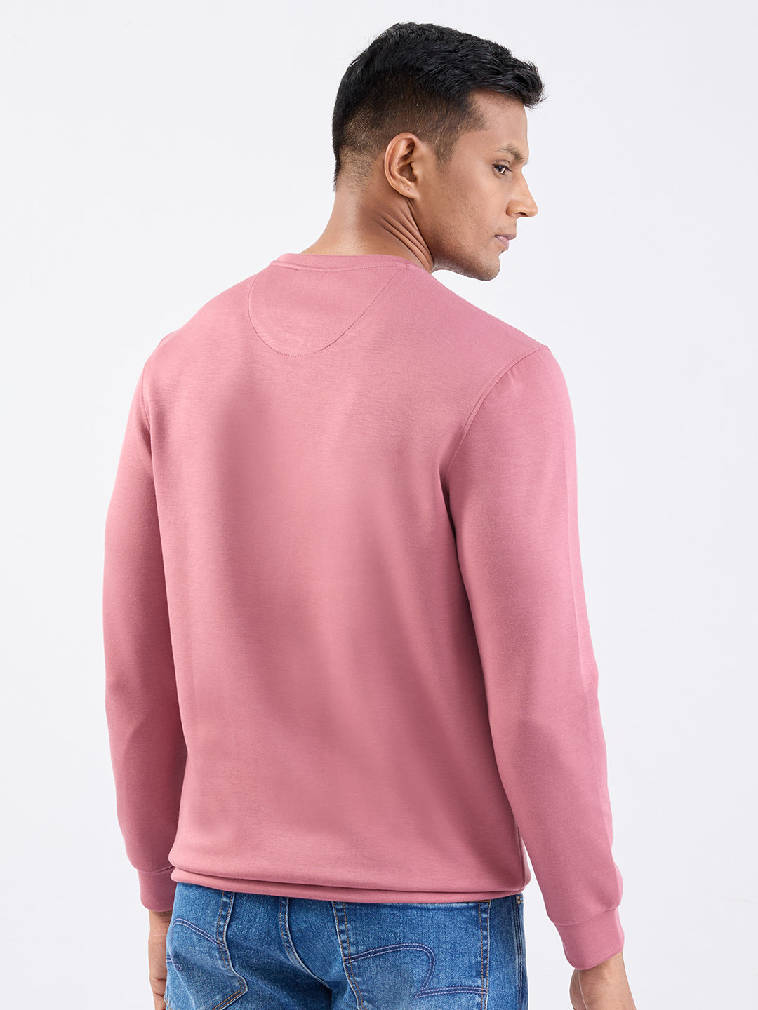 Men Sweatshirt Pink Slim Fit