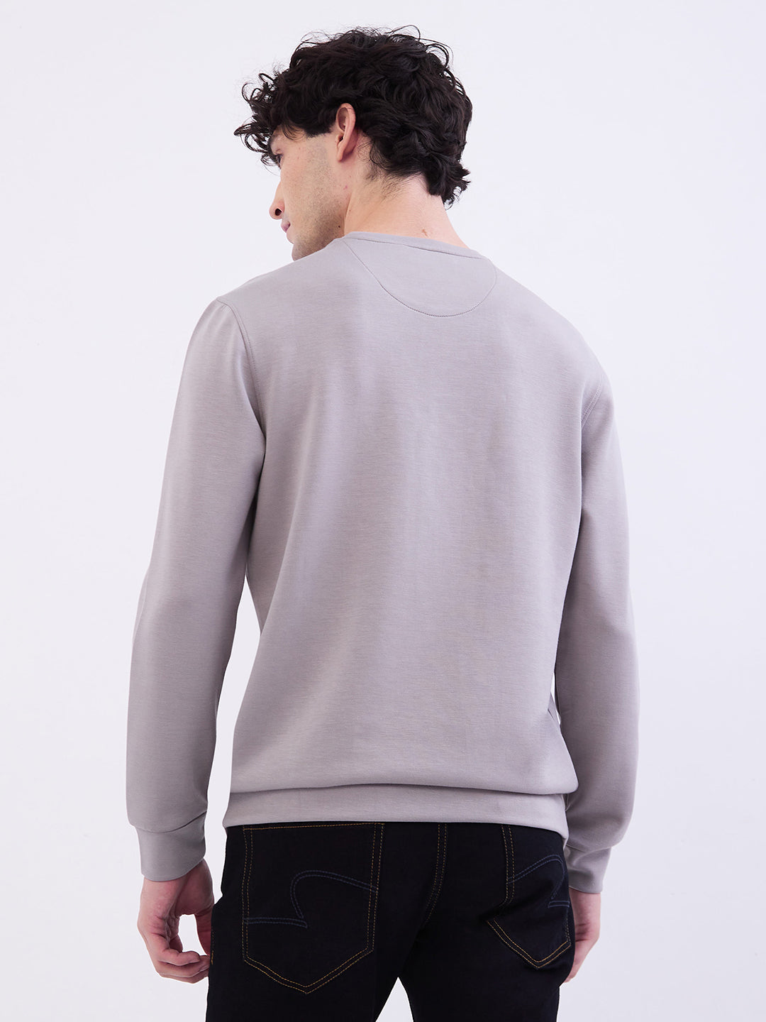 Men Sweatshirt Grey Slim Fit