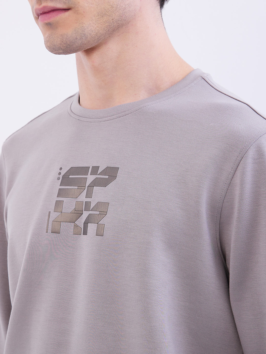 Spykar Silver Grey Slim Fit Casual Sweatshirts For Men