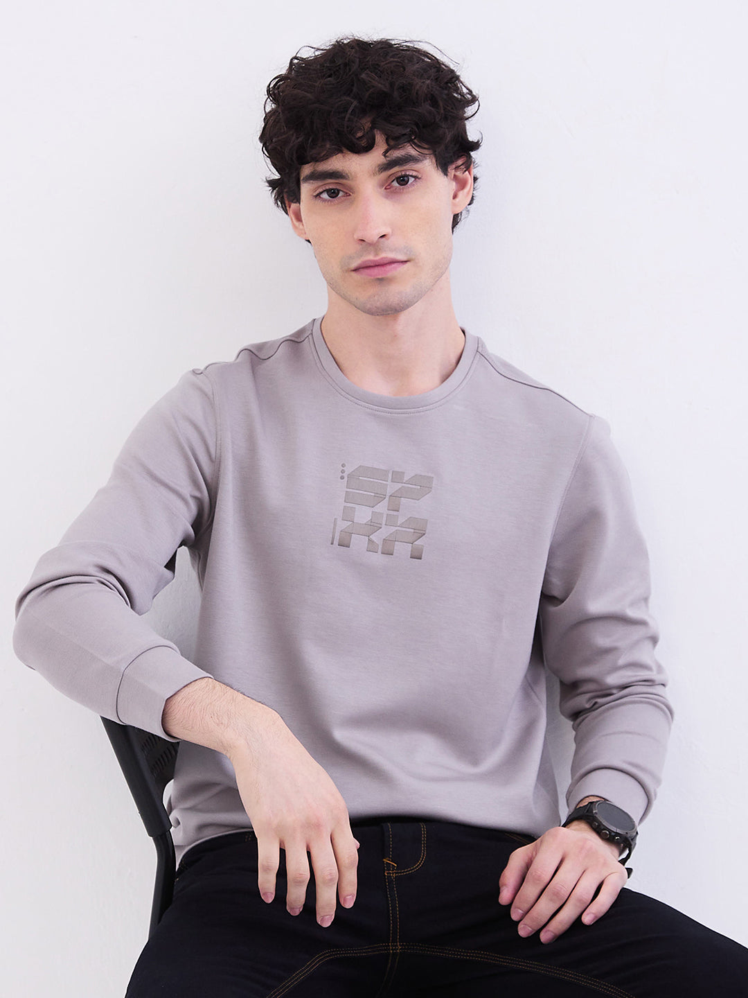Men Sweatshirt Grey Slim Fit