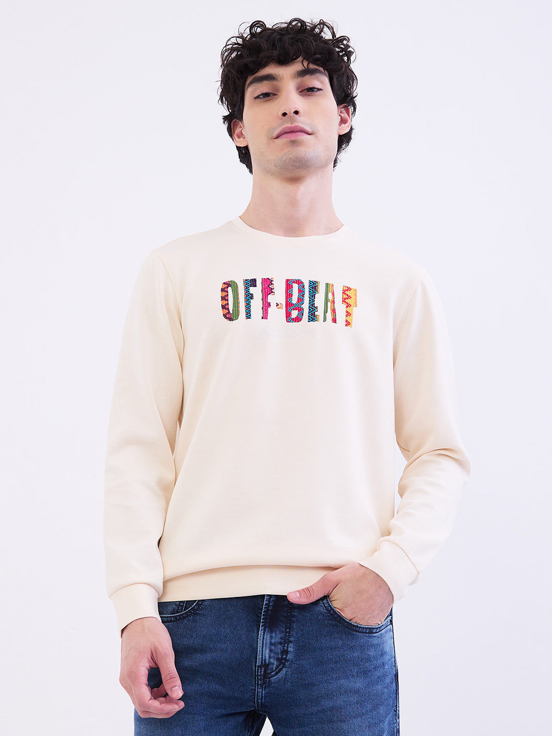 Men Sweatshirt Off White Slim Fit