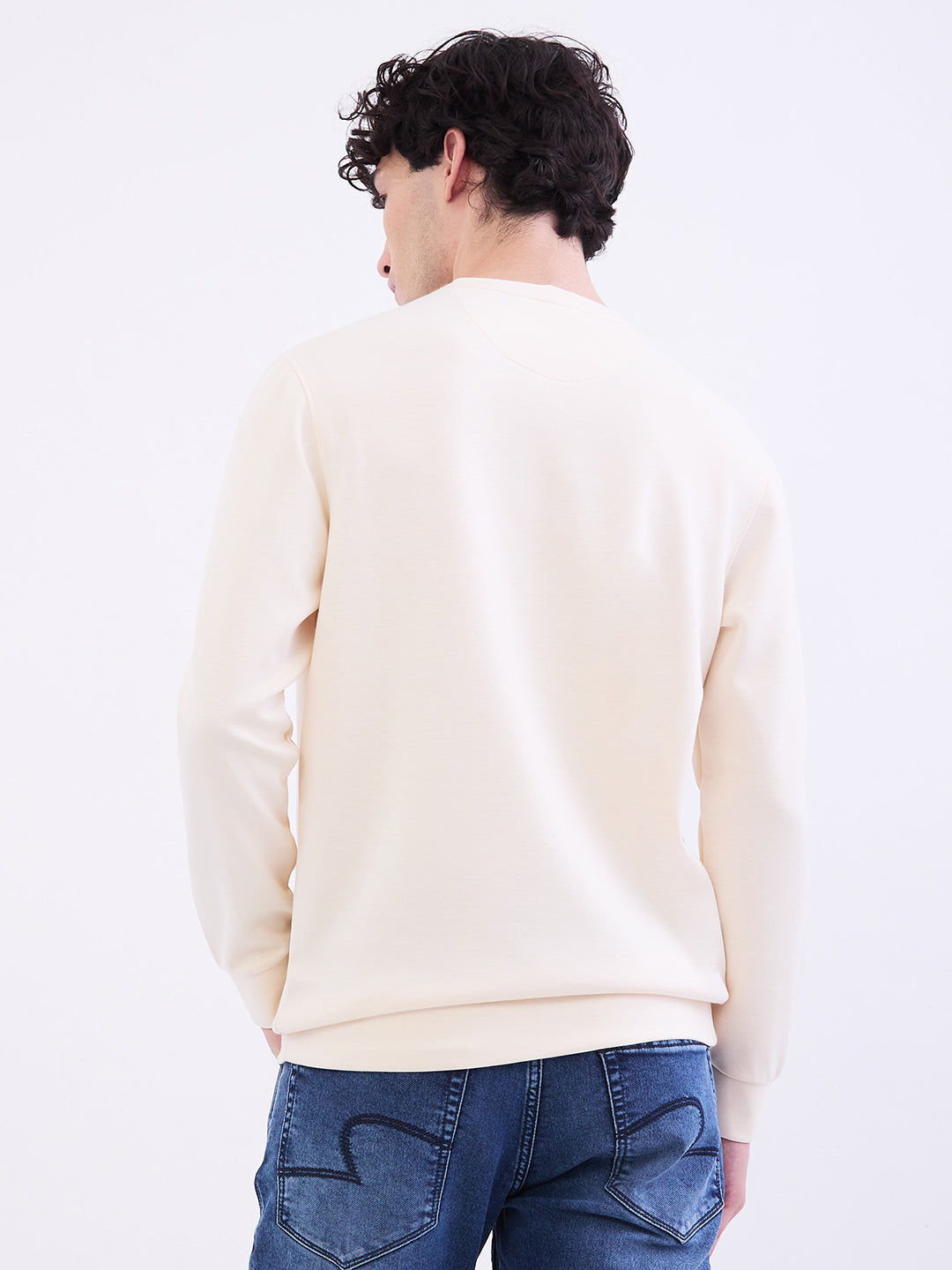 Men Sweatshirt Off White Slim Fit